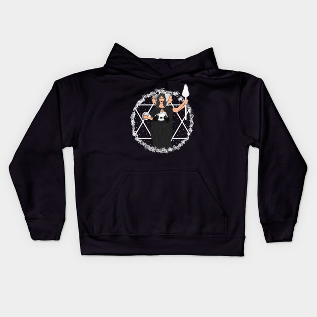 Hecate Goddess Moon Witchcraft Witch Kids Hoodie by Manzo Carey